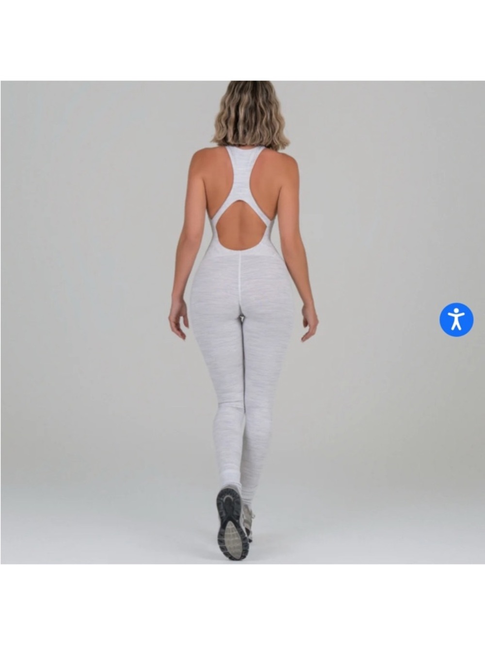 **SOLD** Davis Active White/Grey Open-Back Jumpsuit